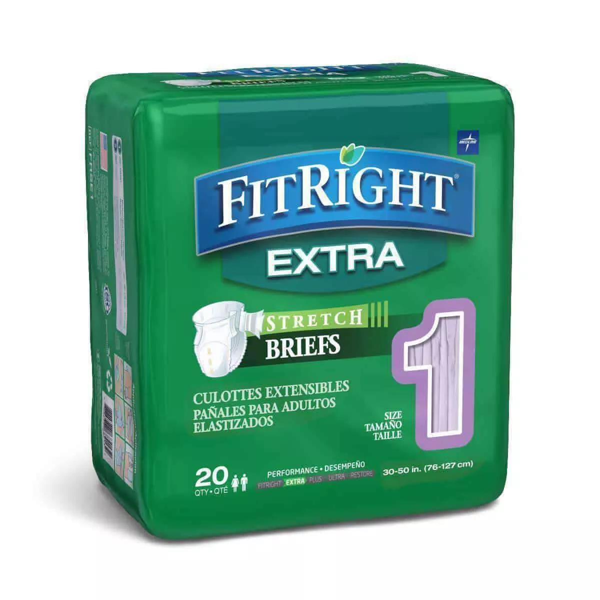 FitRight Extra-Stretch Adult Briefs - Case of 80