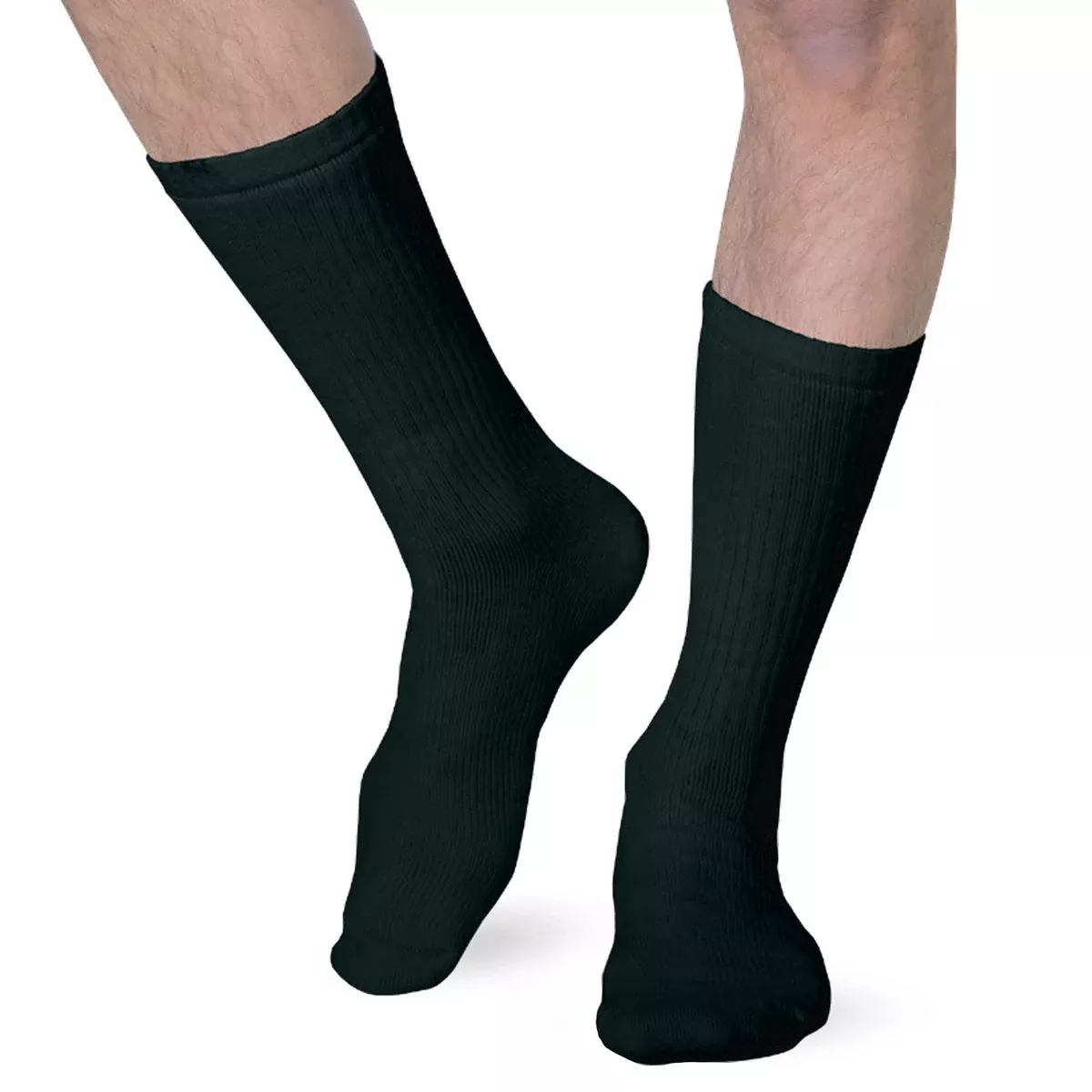 Heelbo Unisex Diabetic Compression Crew Length Socks - Black or White