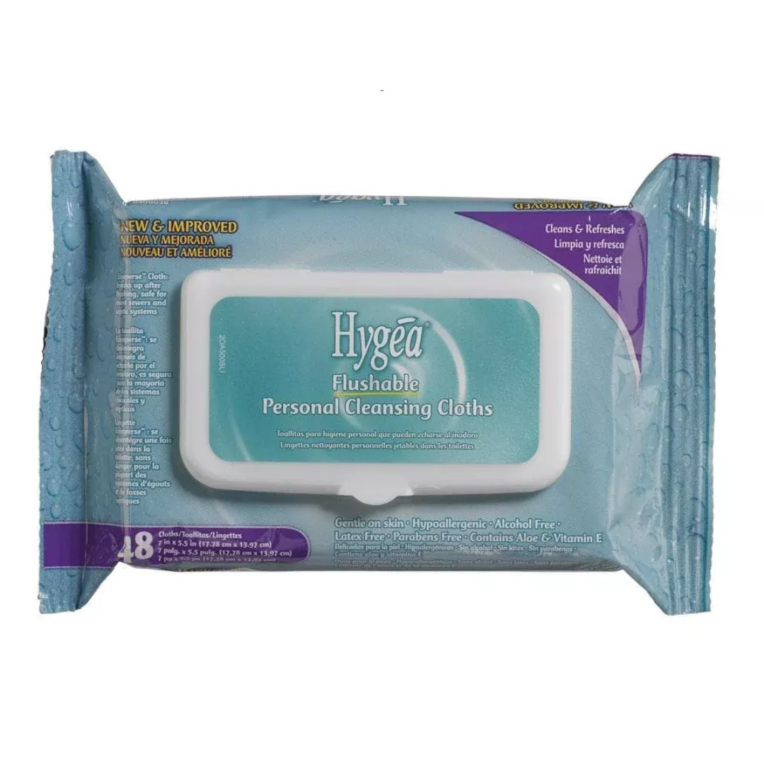 Hygea Flushable Personal Cleansing Cloths with Aloe and Vitamin E
