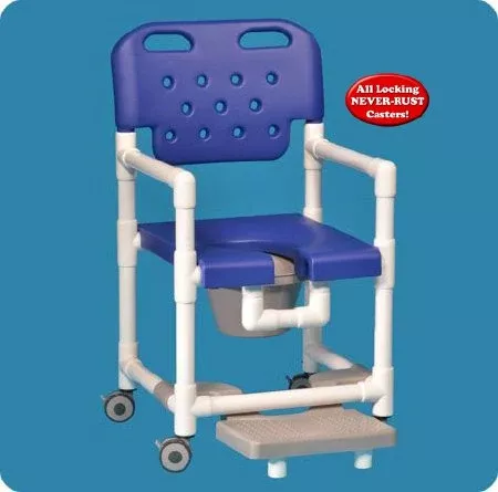 IPU Commode / Shower Chair Elite Fixed Arms PVC Frame With Backrest 325 lbs. Weight Capacity - Each - ELT820 FR-EA