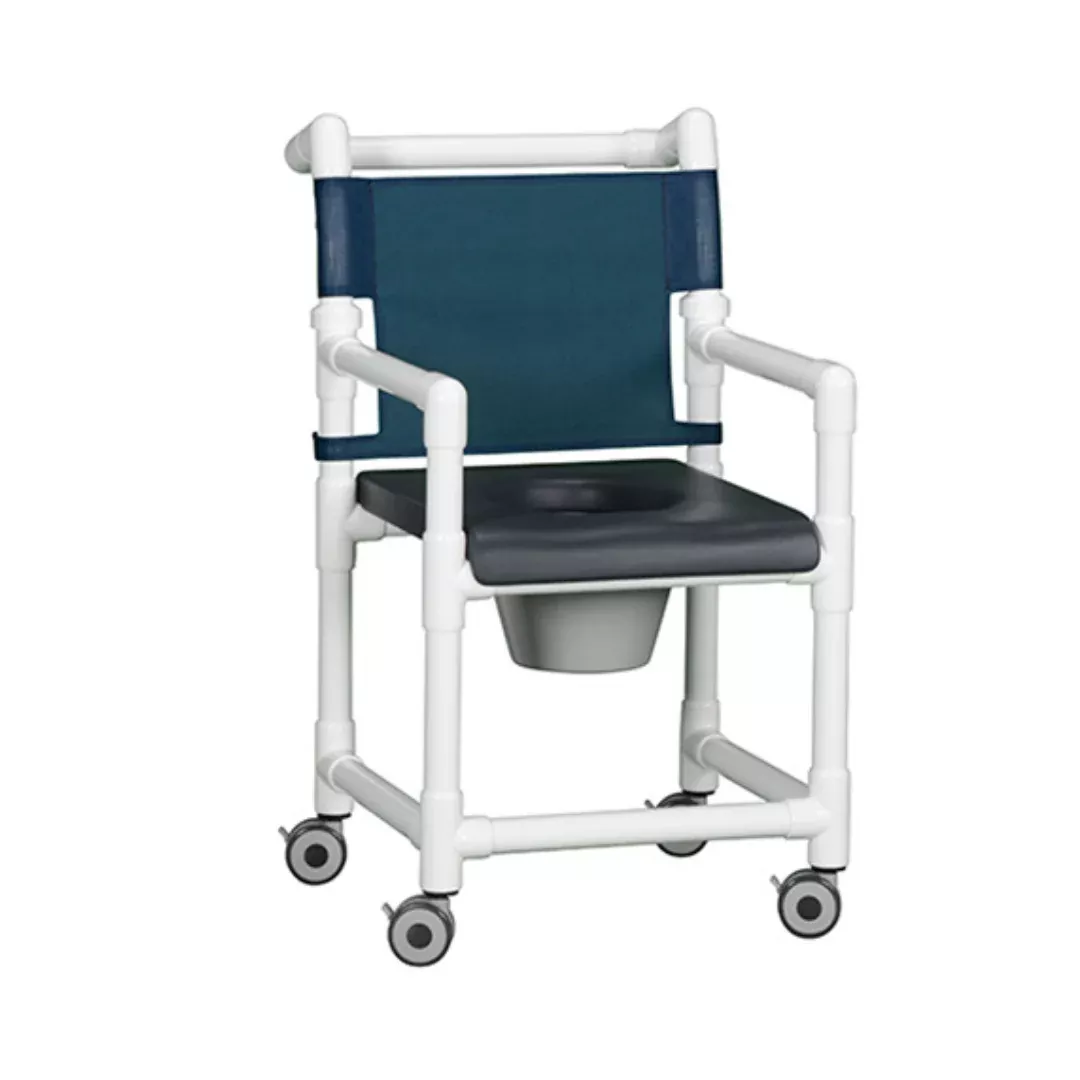 IPU Deluxe PVC Shower Chair Commode w/ Mesh Backrest