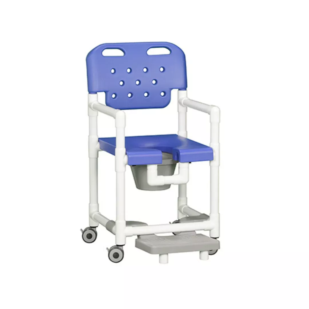 IPU Elite PVC Rolling Shower Chair Commode w/ Footrests