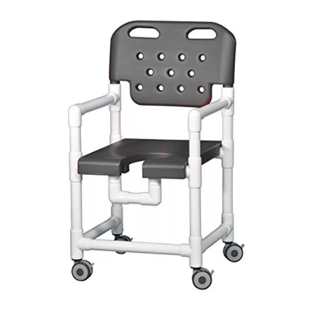 IPU Elite PVC Rolling Shower Chair with Commode Opening