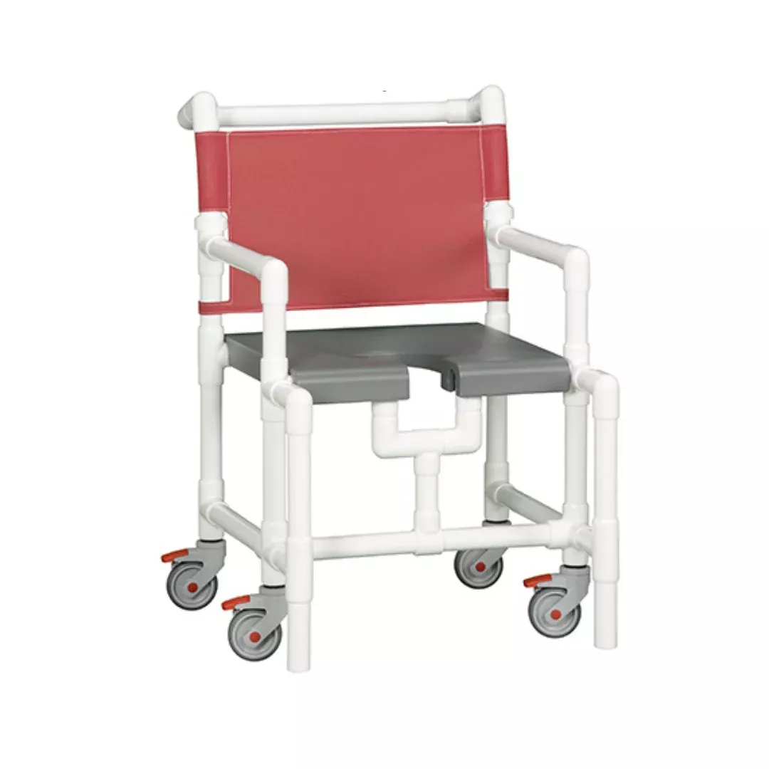 IPU Mid-Size Elite Rolling PVC Shower Chair with Commode Opening