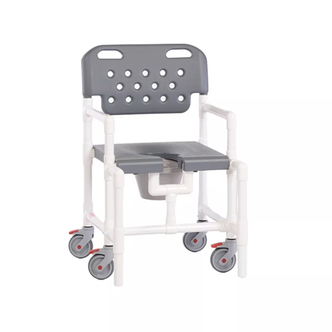 IPU Midsize PVC Rolling Shower Chair Commode