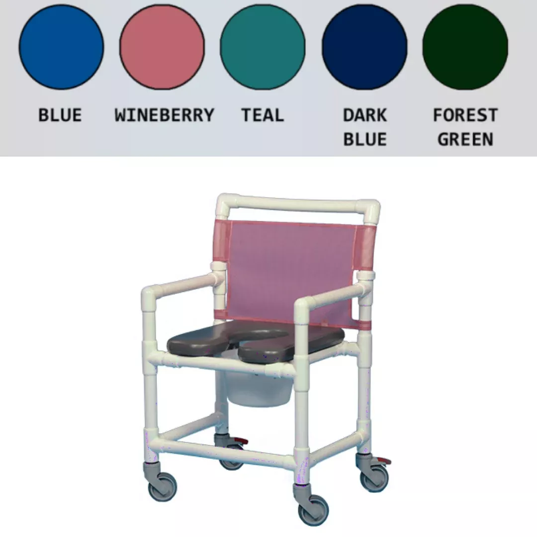 IPU Midsize PVC Shower Chair Commode with Open Front Soft Seat