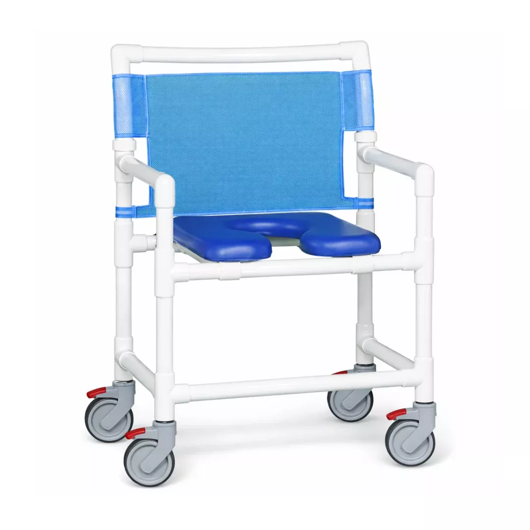 IPU Oversize Open Front Soft Seat Rolling PVC Shower Chair