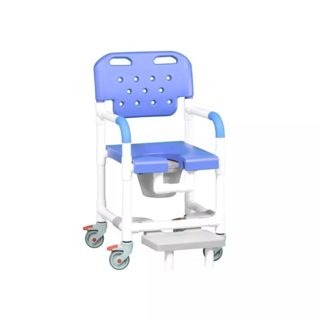 IPU Platinum PVC Rolling Shower Chair Commode w/ Footrests