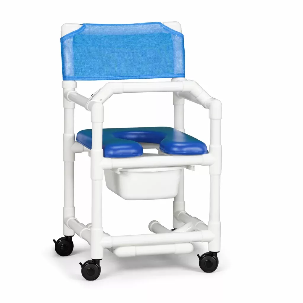 IPU Rolling Shower Chair with Soft Seat, Footrest & Lap Bar
