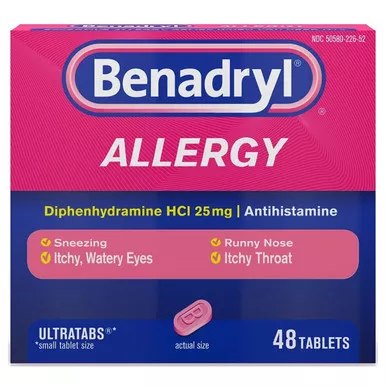J&J 17136 - Benadryl Ultra Allergy Relief Tablets, 48 ct