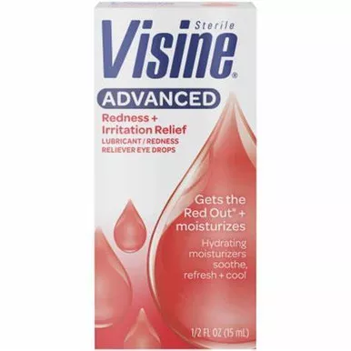 J&J 49384 - Visine Advanced Redness and Irritation Eye Relief Drops, 0.5 fl oz