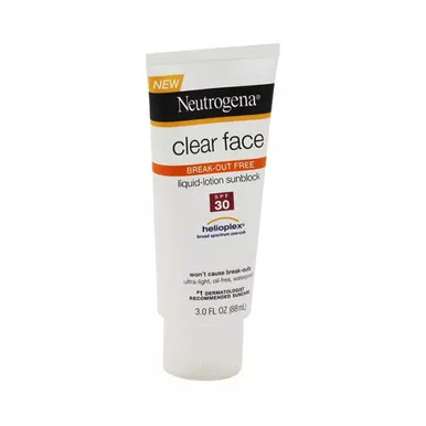 J&J 681108700 - Neutrogena Clear Face Liquid Sunblock Lotion SPF 30, 3 oz.