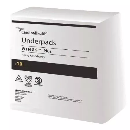Kendall Covidien 9173 Wings Plus (formerly Maxima) Underpad, Heavy Absorbency, beige back - 30" x 30", 10 pads/bag, 8 bags/case, 80 pads total