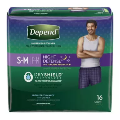 Kimberly Clark 51124 - Depend Night Defense Underwear for Men, Small/Medium