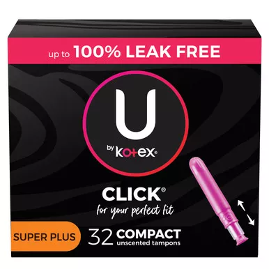 Kimberly Clark 51585 - U by Kotex Click Compact Tampons, Super Plus, Unscented, 32 Count
