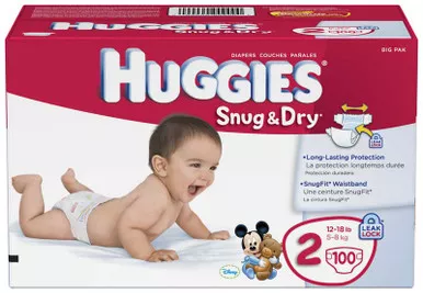 Kimberly Clark 54646 - Huggies Snug and Dry Diapers, Size 2, Giga Pack, 100 Ct - Replaces 6951531