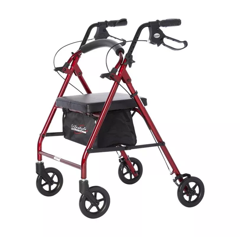 Lifestyle Mobility Aids Folding Royal Aluminum Rollator with 6" Wheels