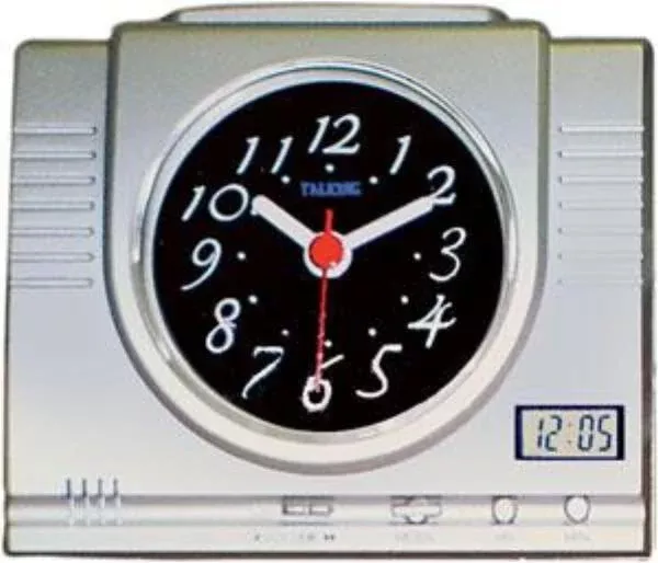 LS&S Black Faced Analog Talking Clock - 5" x 4" x 2-1/8"