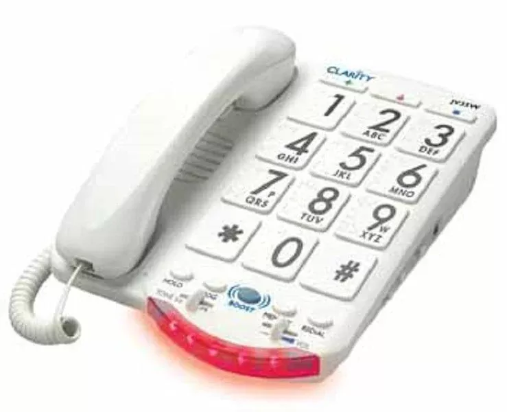LS&S Clarity JV35W Big Button Braille Phone - White Buttons with Back Talk