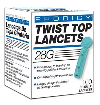 LS&S Prodigy Twist Top Lancets, 28G - 100 Per Box