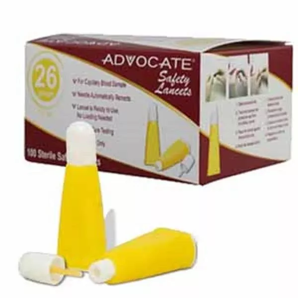 LS&S Safety Lancets, 26 Gauge, 100 Per Box