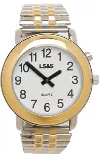 LS&S Talking Watch 1-Button White Face Two-Tone