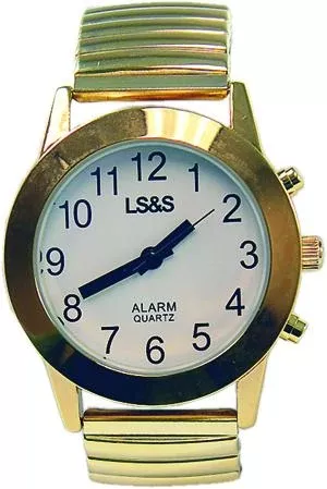 LS&S Touch Face Talking Watch,The White Face Gold Band