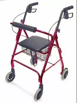 LS&S Ultra Lightweight Aluminum Rollator Flip-Up Seat Walking Aid