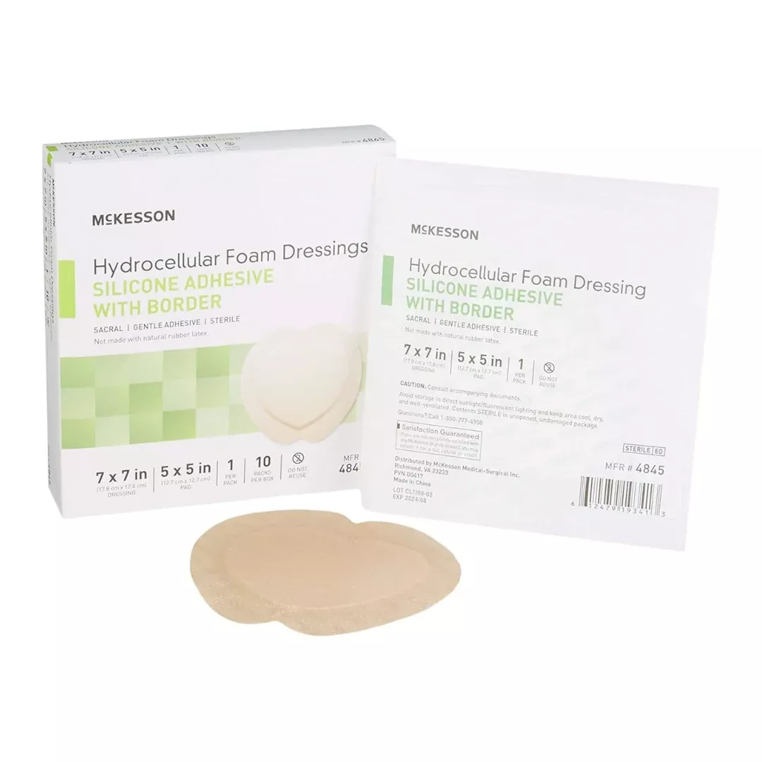 Mckesosn Silicone Foam Dressing 7 x 7" Sacral with Border Film Backing