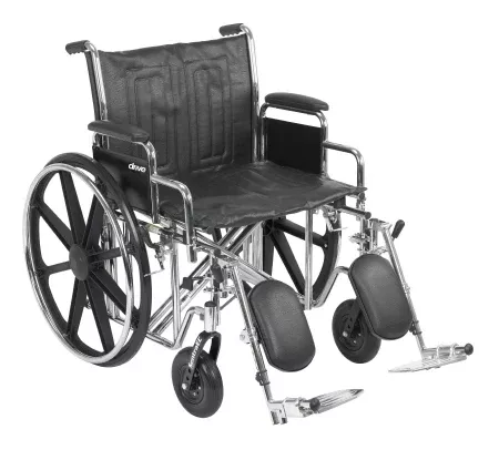 McKesson Bariatric Wheelchair McKesson Dual Axle Desk Length Arm Swing-Away Elevating Legrest Black Upholstery 24 Inch Seat Width Adult 450 lbs. Weight Capacity - Each - 146-STD24ECDDA-ELR-EA