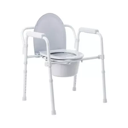 McKesson Commode Chair McKesson Fixed Arms Steel Frame Back Bar 13-1/2 Inch Seat Width 350 lbs. Weight Capacity - Each - 146-11148-1-EA