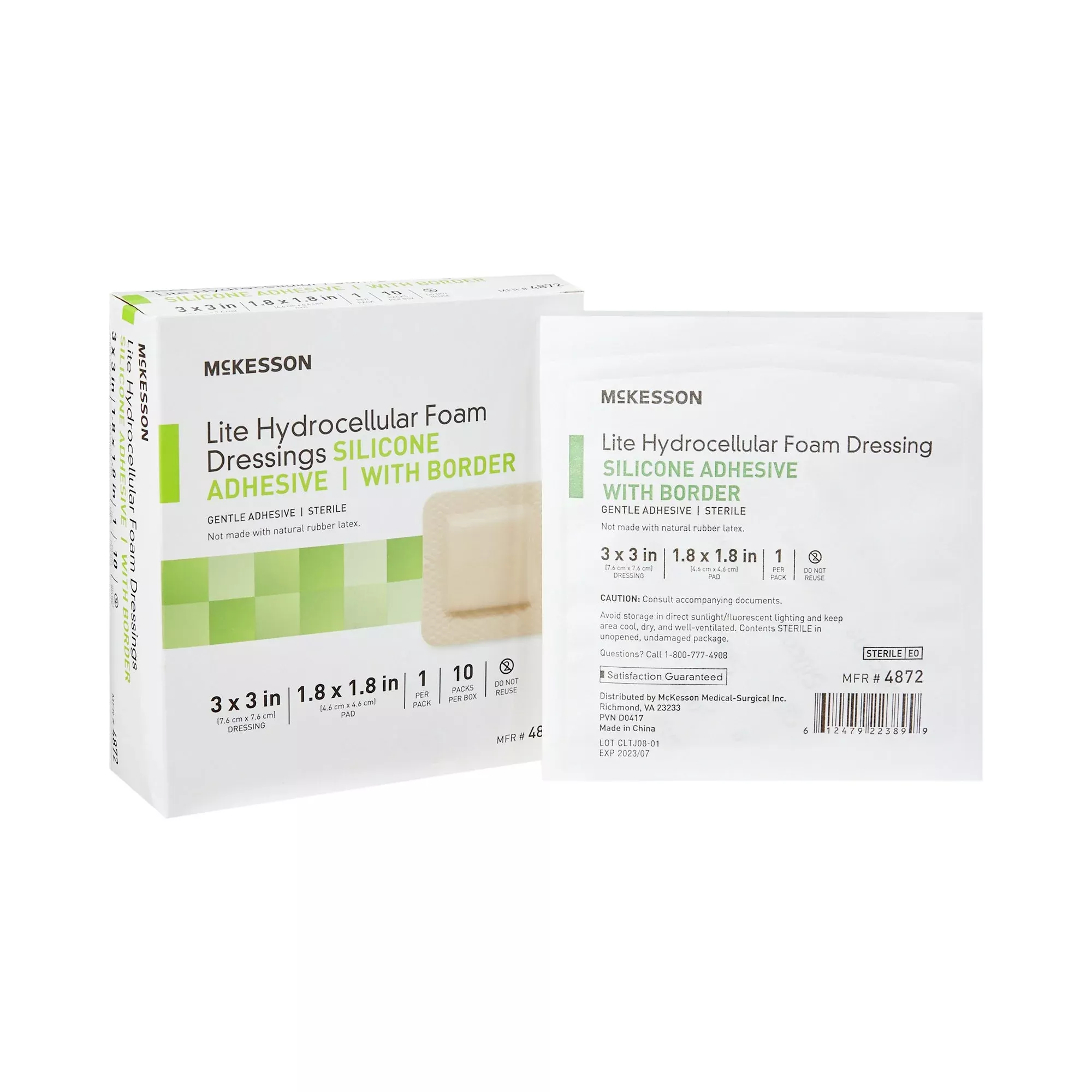 McKesson Lite Silicone Dressings Gel Adhesive with Border Thin Silicone Dressings Foam Dressing