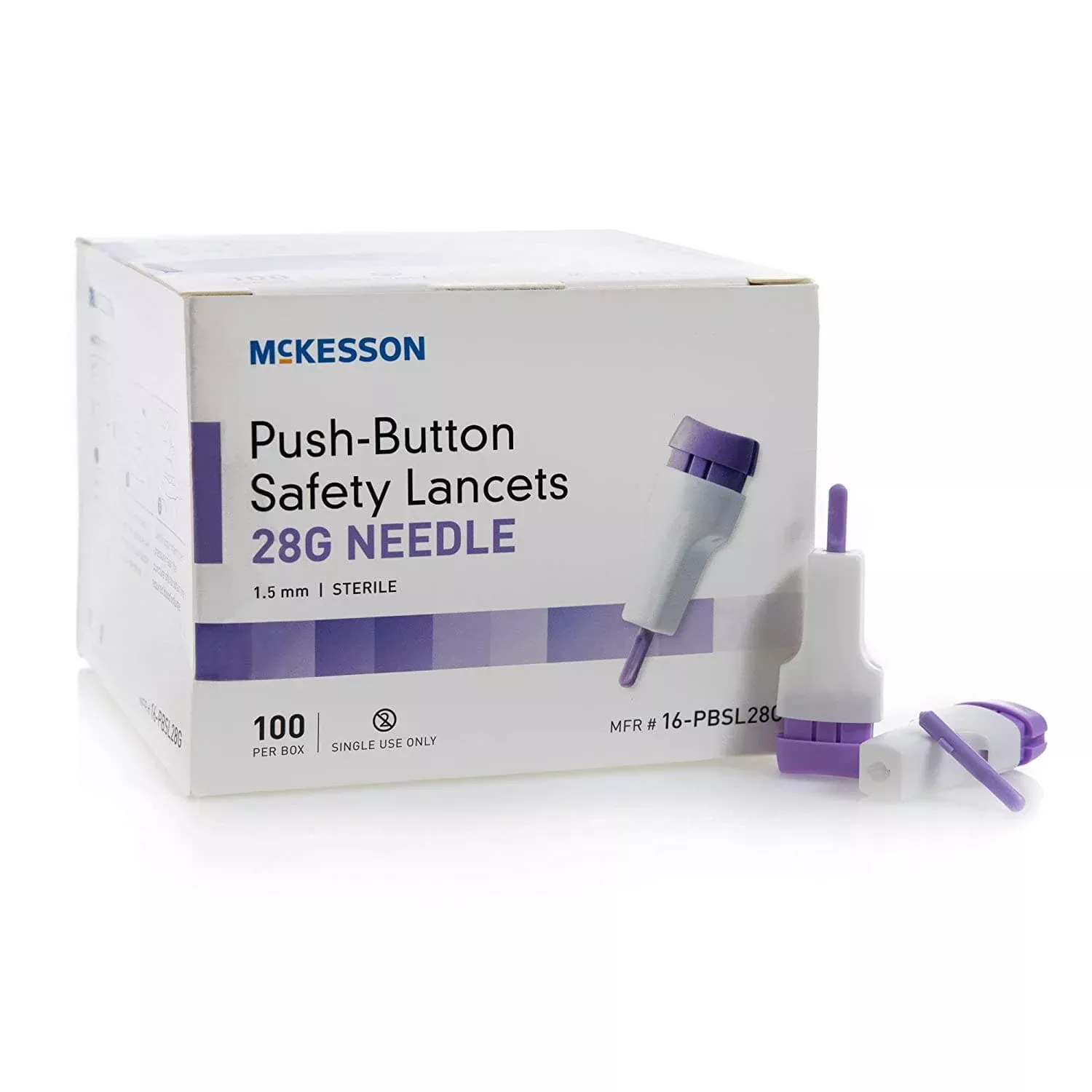 McKesson Push Button Activated Safety Lancets - 28 & 30 Gauge