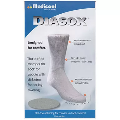 Medicool DISW-MEDIUM - Diasox Seam-Free Diabetes Socks Medium, White