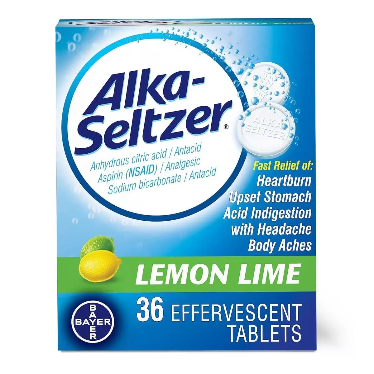 Medline Alka-Seltzer Heartburn Relief Lemon Lime Flavor Effervescent Tablets