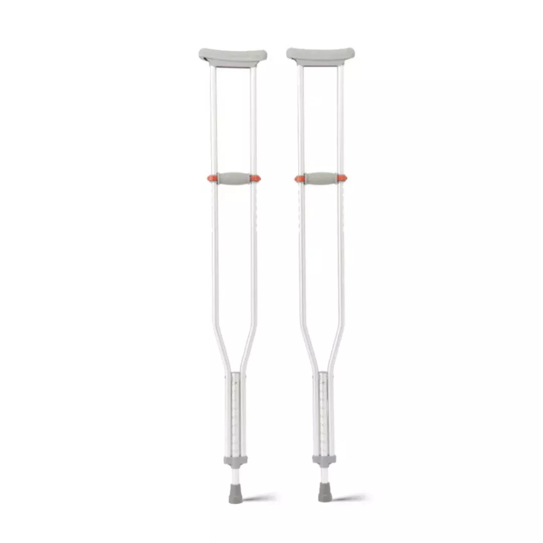 Medline Aluminum Crutches with Red Dot Hand Grip