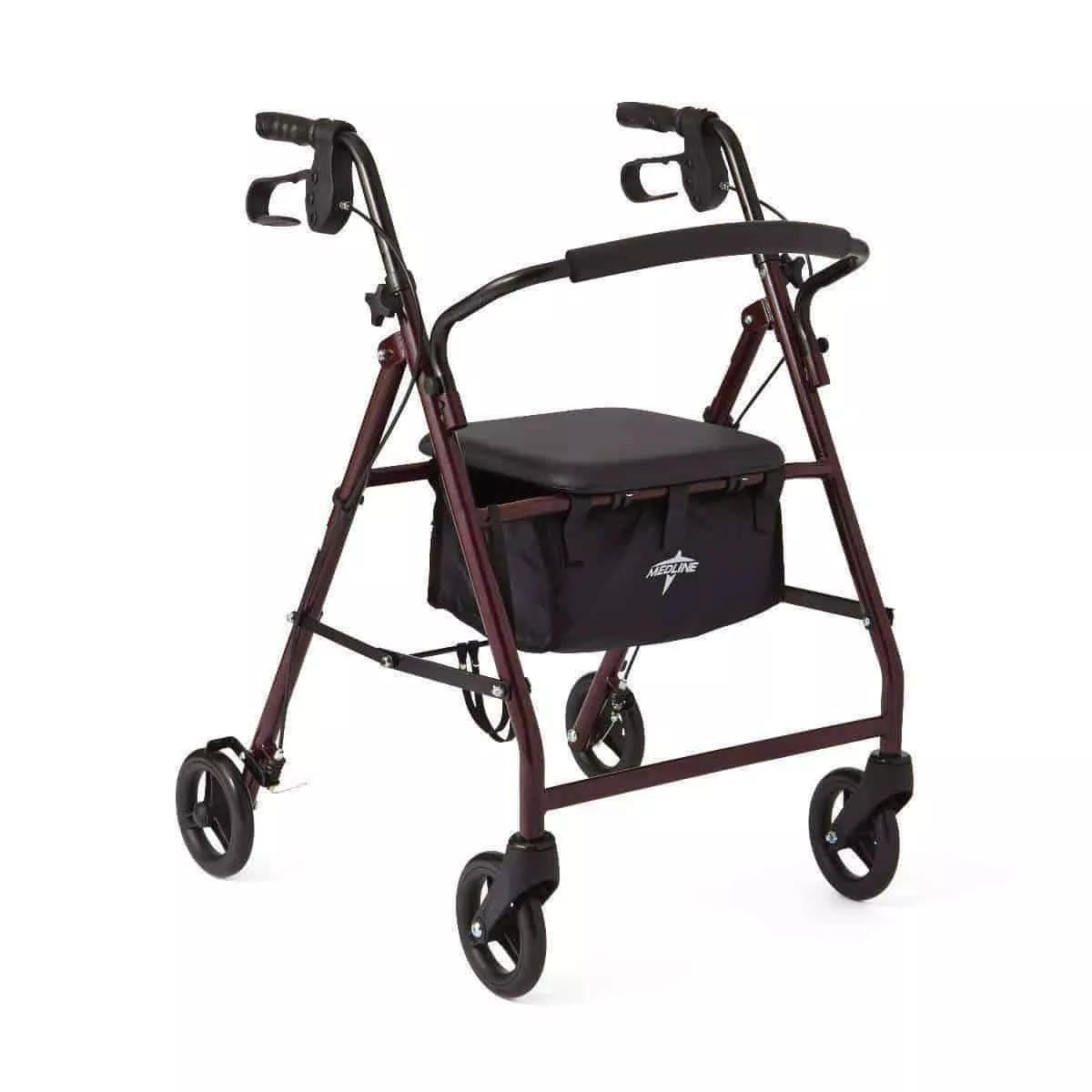 Medline Aluminum Transport Mobility Rollator with 6 Inch Wheels and Seat