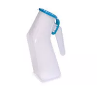 Medline Autoclavable Plastic Male Urinal, With Handle & Blue Lid