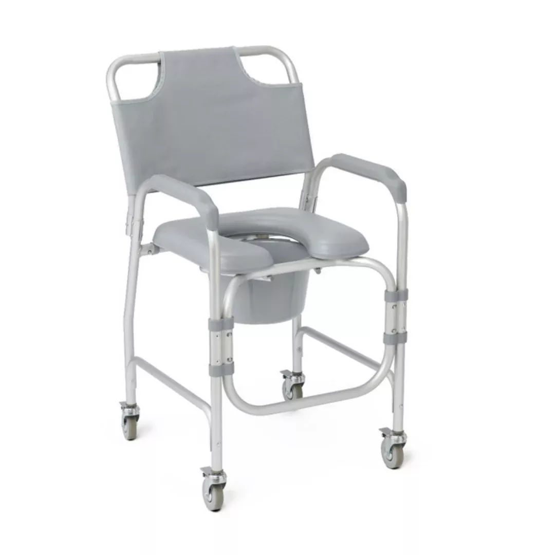 Medline Bedside Commode with Wheels & Padded Seat