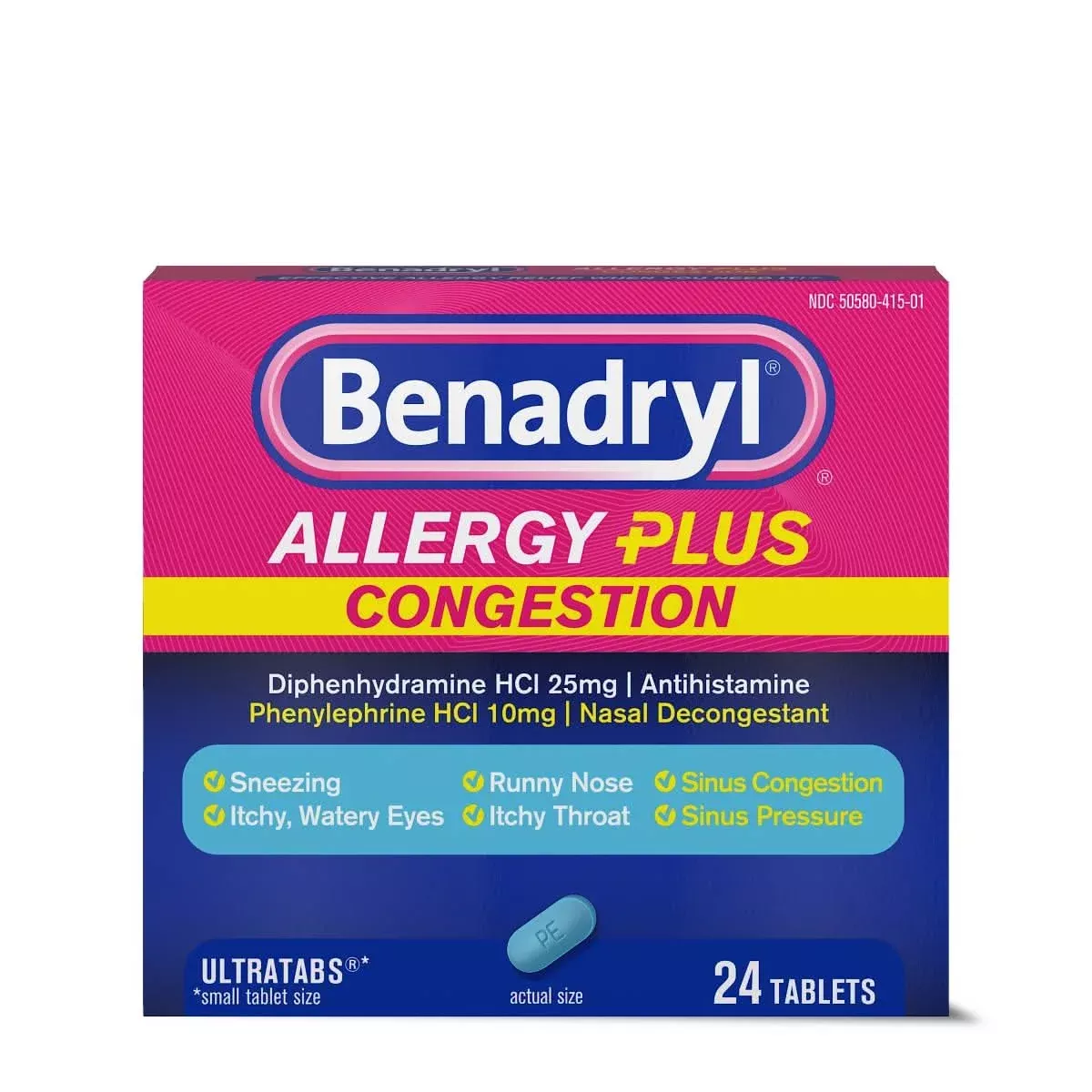 Medline Benadryl Allergy Plus Congestion Ultratab Tablets
