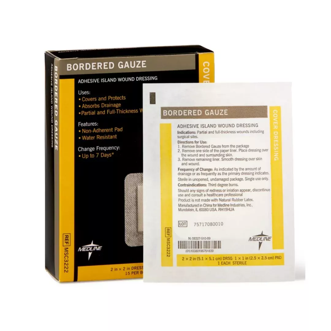 Medline Bordered Gauze Adhesive Island Wound Dressings