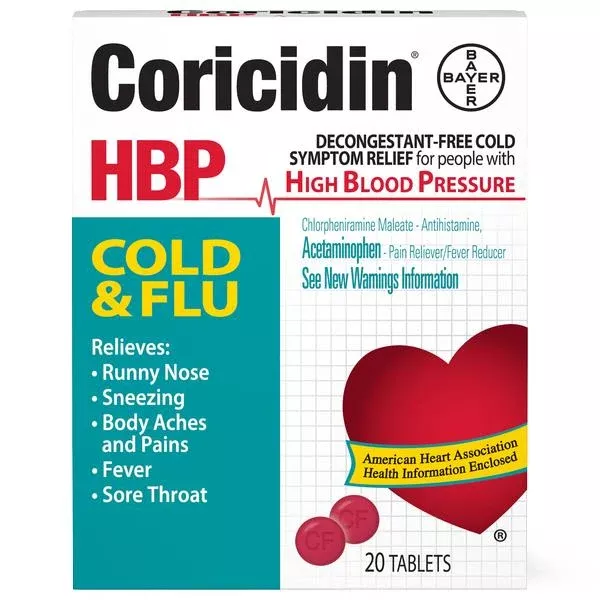 Medline Coricidin HBP Cold and Flu Relief Tablets