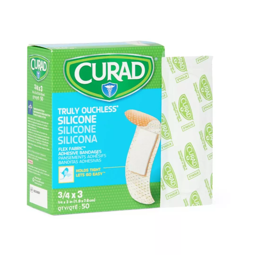 Medline CURAD Silicone Fabric Adhesive Bandages - 3/4" x 3"