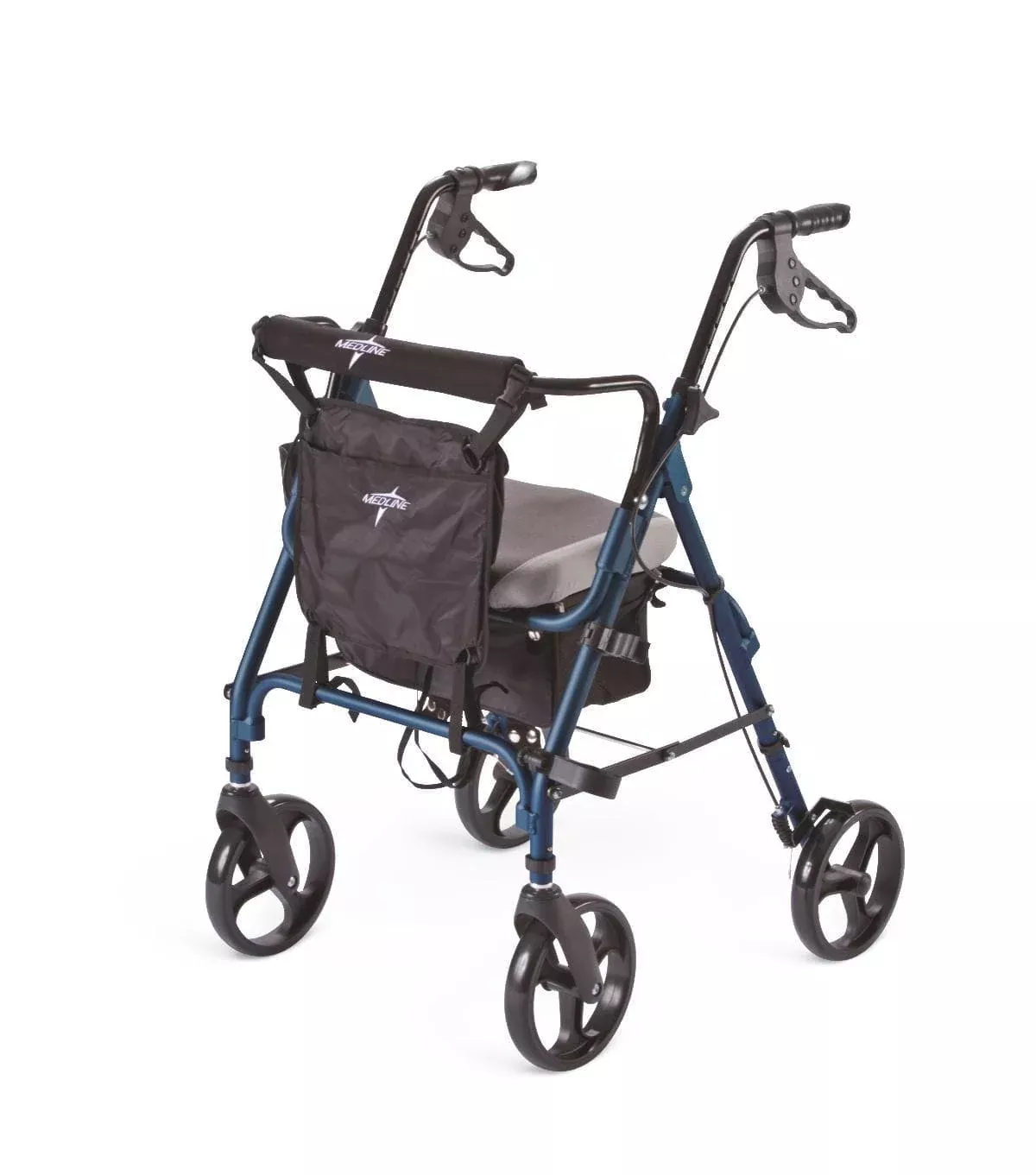 Medline Deluxe Comfort Folding Rollator Walker with Memory Foam Seat and 8" Wheels