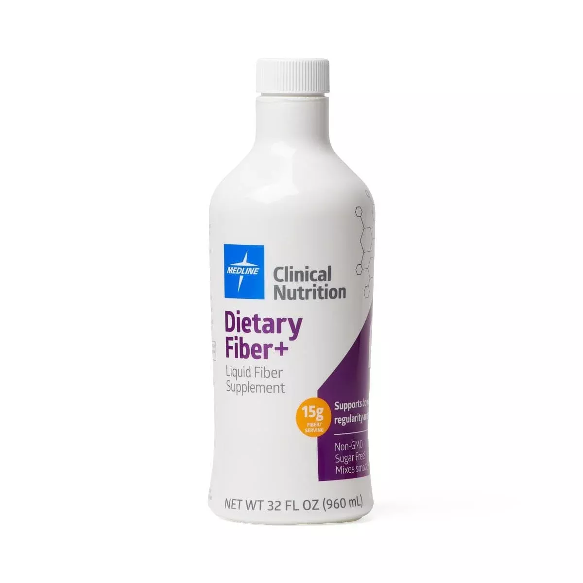 Medline Dietary Fiber+ Liquid Supplement - Vanilla - 32 oz Bottle