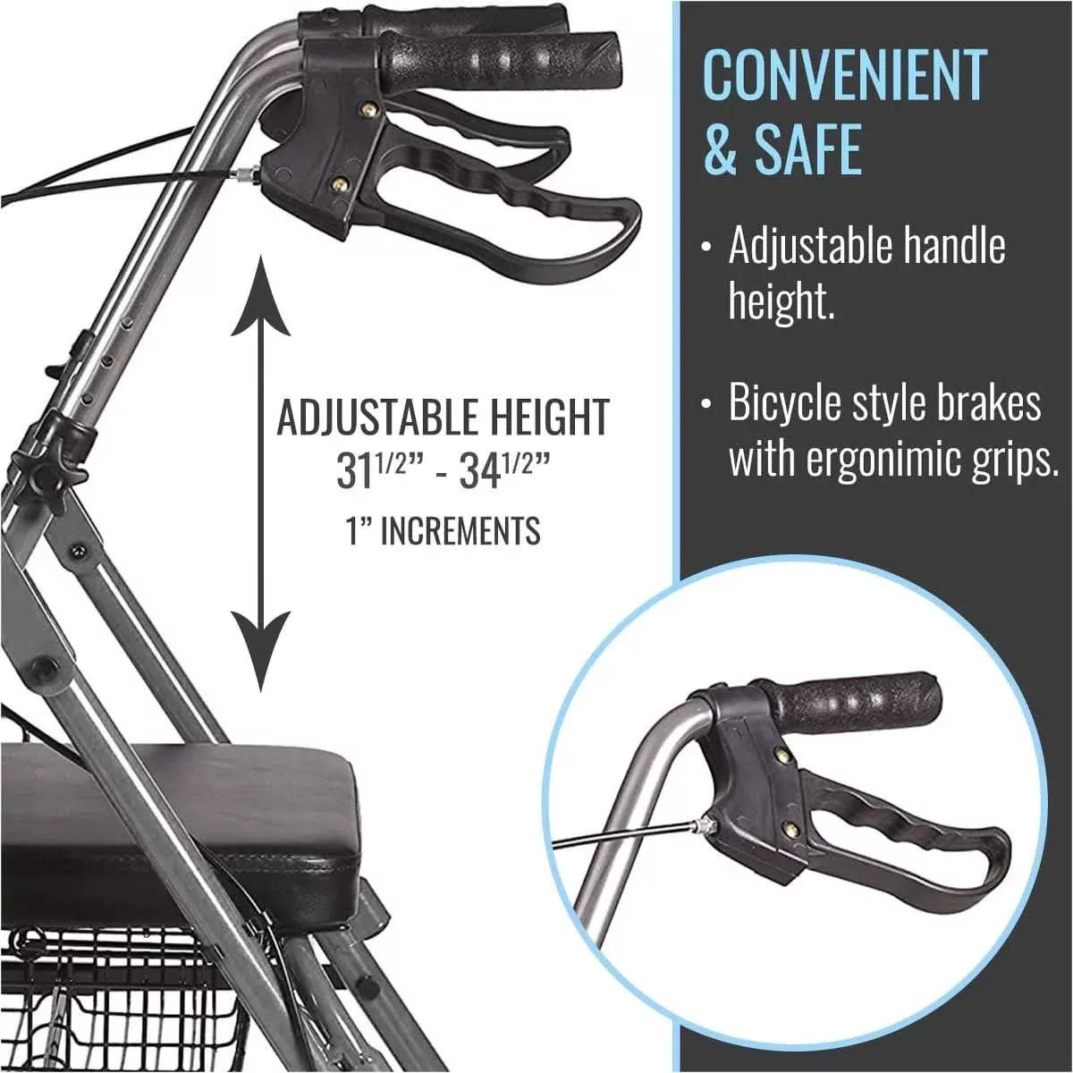 Medline DMI Ultra Lightweight Hemi Aluminum Rollator
