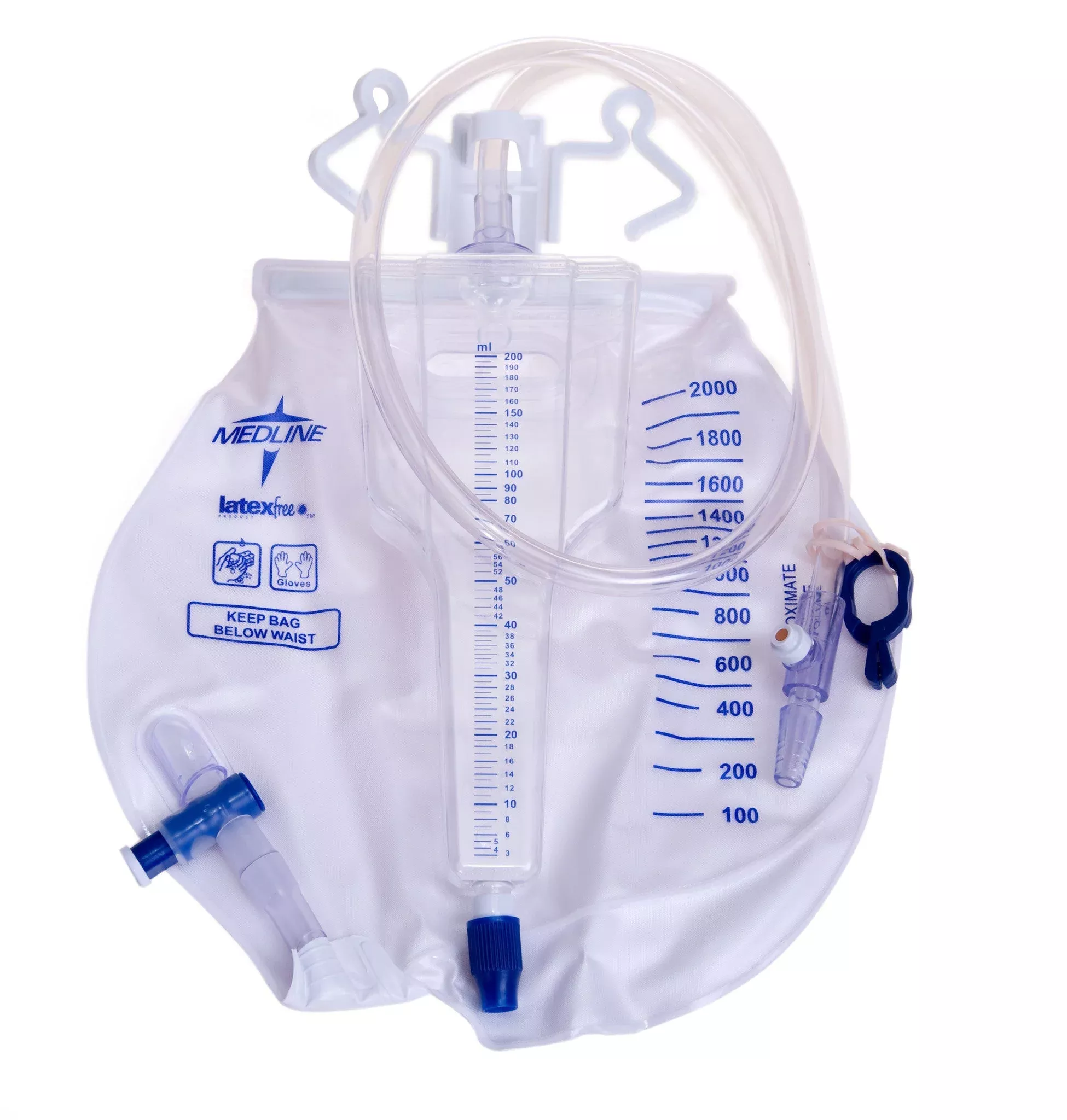 Medline Exact Measure Pediatric Urine Meter, Metal clamp drainage