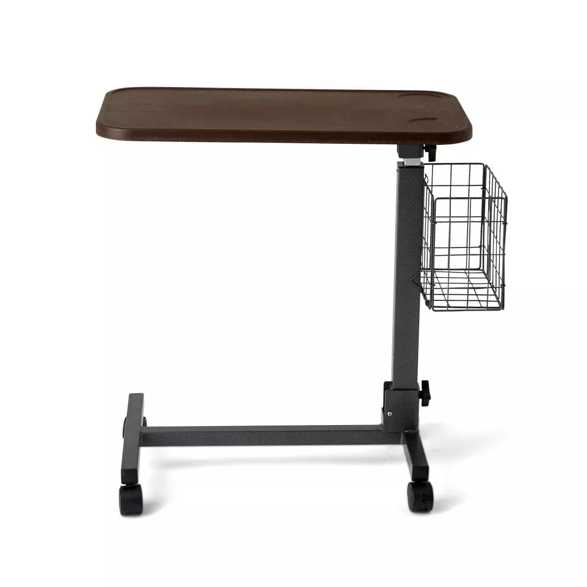 Medline Folding Flat Overbed Table with Basket