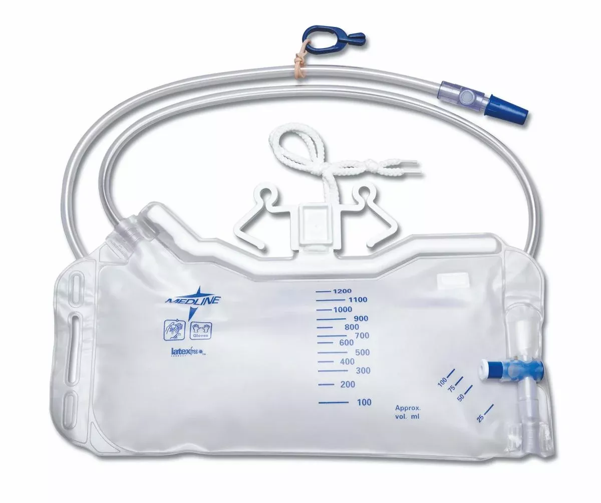 Medline Low-Bed Drain Bag, 1200 mL
