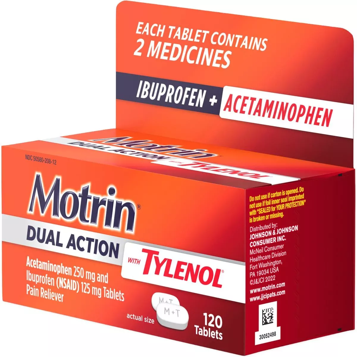 Medline Motrin Dual Action with Tylenol Pain Reliever Tablets